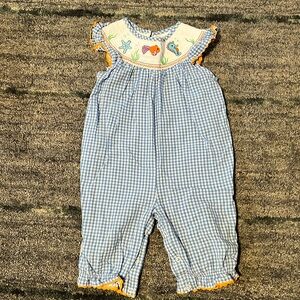 Lil Cactus smocked overalls